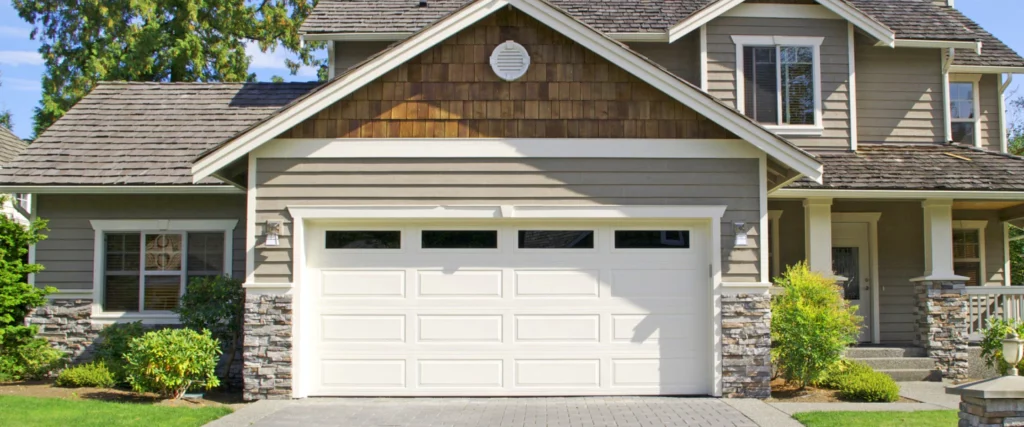 home with white garage door johnstown oh